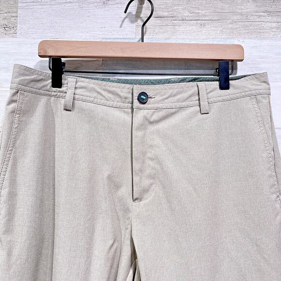 LINKSOUL Performance Chino Boardwalker Pants Beige Flat Front Golf Mens 34x32 - Picture 2 of 7